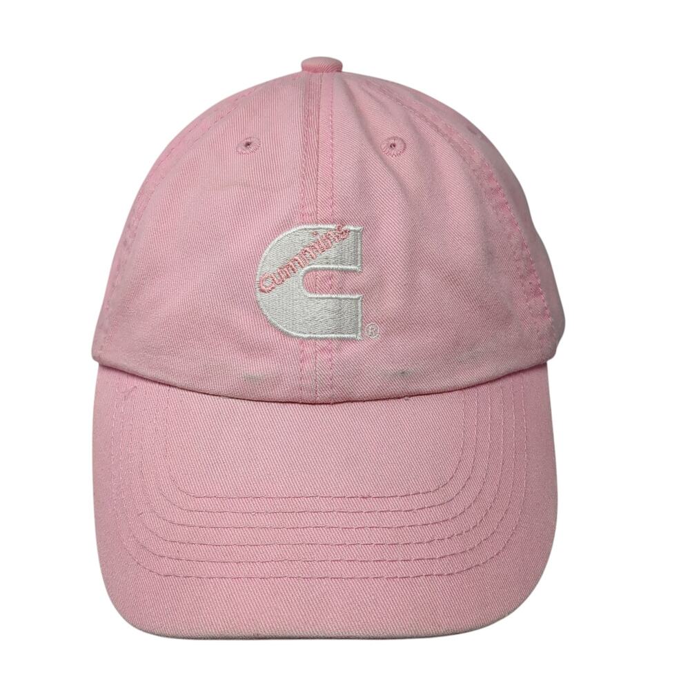 Cummins Strapback Hat Pink One Size Adjustable Embroidered Solid Otto
